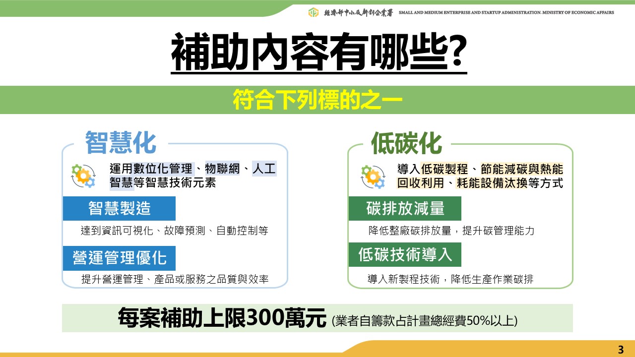 中小型製造業低碳及智慧化升級轉型補助 懶人包2