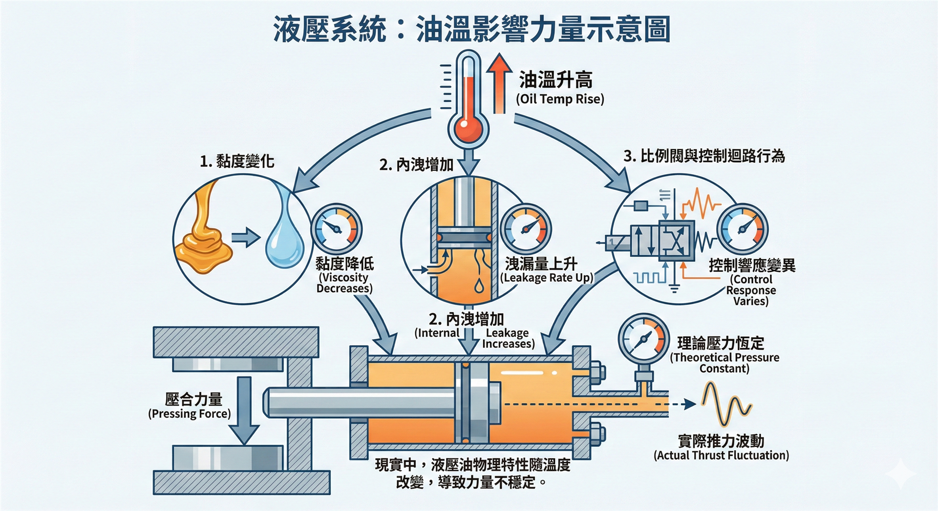 液壓系統控溫與精度關係示意圖